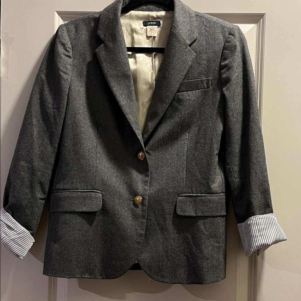 J. Crew Grey Blazer with Gold Accents